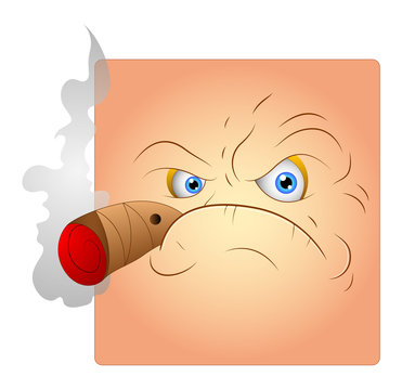 Smoking Angry Face Smiley Vector