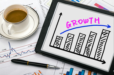 growth graph on tablet pc