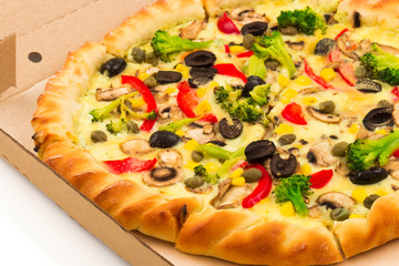 Pizza in cardboard box