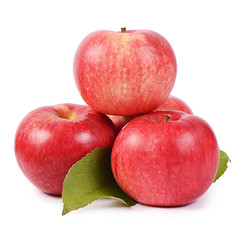Red fresh apples isolated on white background