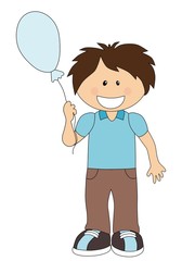 Smiling cartoon boy with balloon