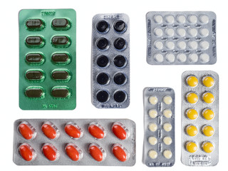 Blister of pills on a white background