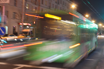 Motion blurred bus