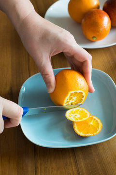 Peeling Orange with Knife