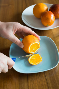 Peeling Orange with Knife