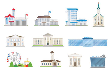 Public city buildings vector set