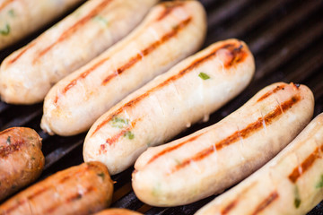 Barbecued beef and pork sausages