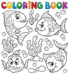 Fototapeta premium Coloring book piranha fishes theme 1