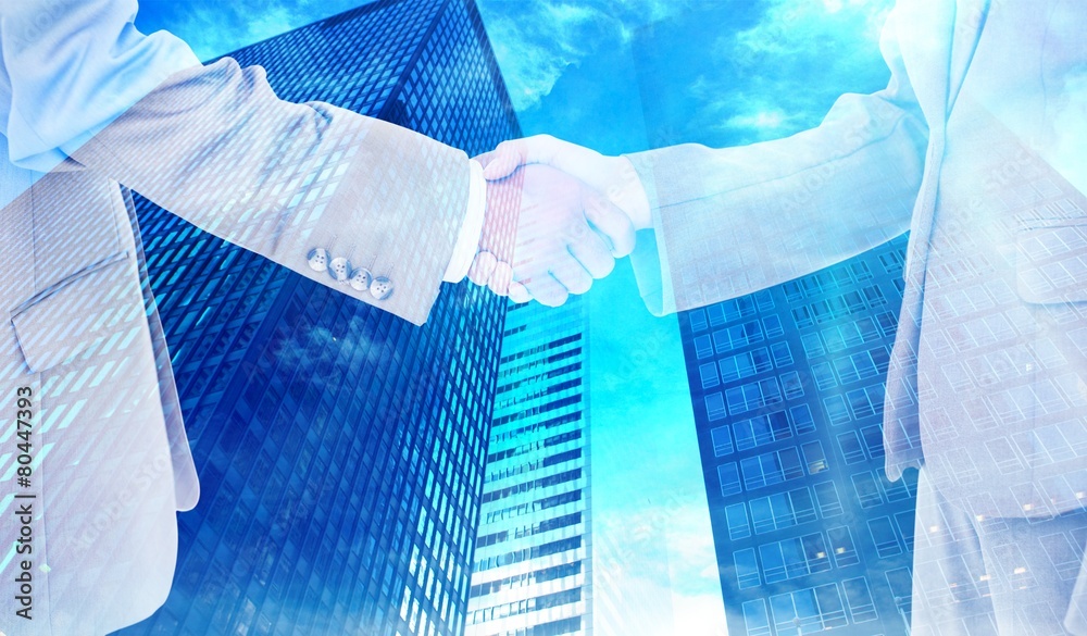 Aufkleber Composite image of side view of shaking hands