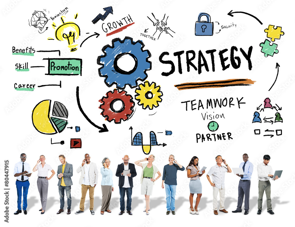 Wall mural Strategy Solution Tactics Teamwork Growth Vision Concept - Wall murals