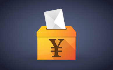 Ballot box with a vote and a yen sign
