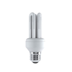 Energy saving fluorescent lightbulb on a white bakground