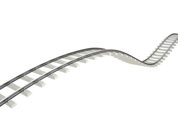 Illustration bend, turn railway isolated on white background