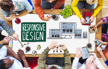 Diverse People Working Responsive Design Concept