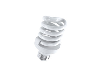 Energy saving fluorescent lightbulb on a white bakground