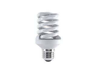 Energy saving fluorescent lightbulb on a white bakground