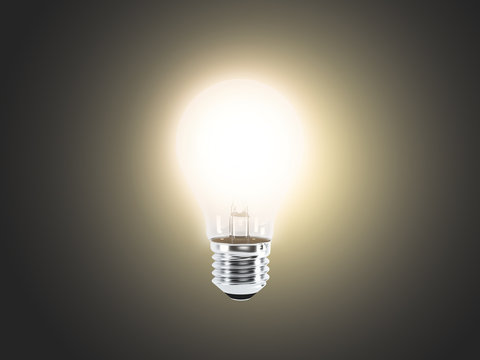 Lightbulb on a dark background (render)