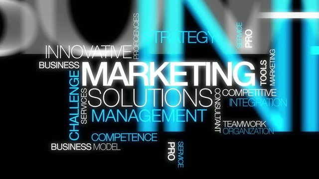 Marketing solutions management words text tag cloud