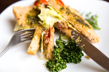 cutting sandwich