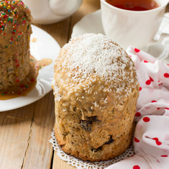 Traditional Easter bread - kulich with raisins and poppy seeds