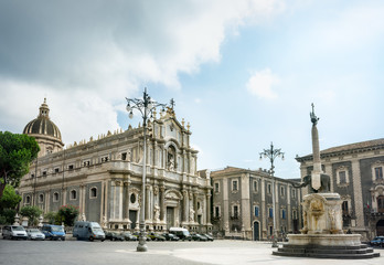Fototapeta na wymiar Cathedral of Saint Agata. Piazza Duomo, Catania, Sicily, Italy