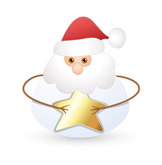 Funny White Santa with Gold Star