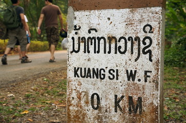 Kuang si water fall mile stone
