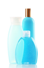 Cosmetic bottles isolated on white background