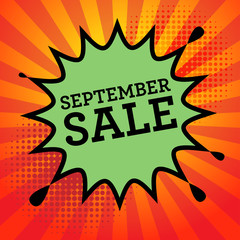 Comic explosion with text September Sale, vector