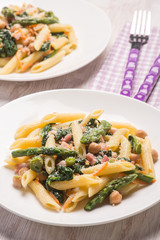 pasta with chickpeas asparagus and spinach