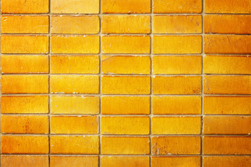 gold ceramic brick tile wall,background