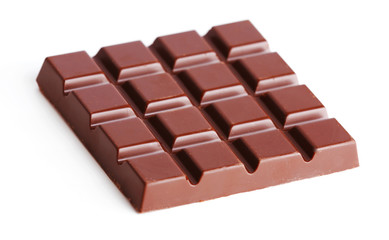 Black chocolate bar isolated on white