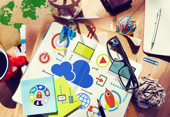 Big Data Sharing Online Global Communication Cloud Concept