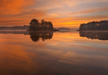 Beautiful lake sunrise landscape
