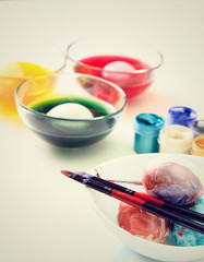 Painting eggs for easter holiday