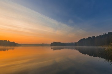 Beautiful lake sunrise landscape