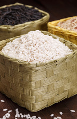 rice in baskets
