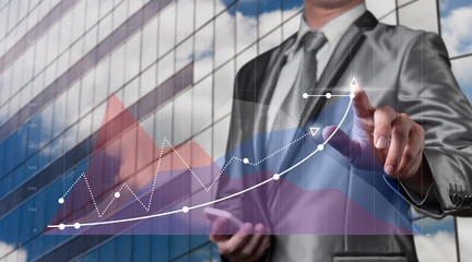 businessman working with digital chart, business improvement con