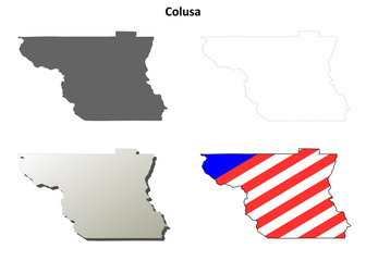 Fototapeta premium Colusa County (California) outline map set