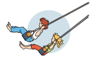 Niños en columpio