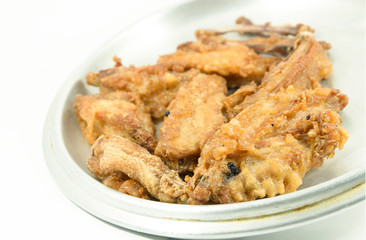 Fried chicken on white background