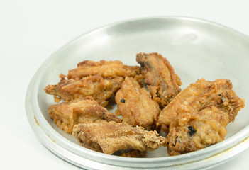 Fried chicken on white background
