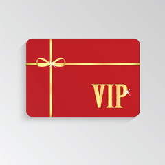 Gold VIP cards with shiny letters and ribbon