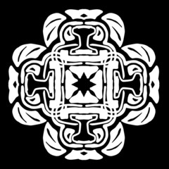 Abstract ornament, stencil round pattern, decor element, vector