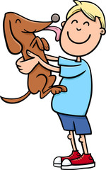 boy with puppy cartoon