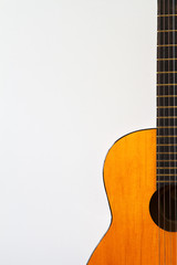 Orange acoustic guitar finger-board