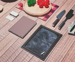 Mock up template with cooking utensil.