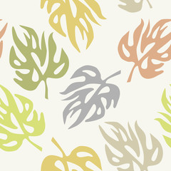 Abstract leaves on a seamless pattern wallpaper