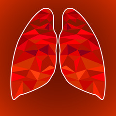 Lungs human from  geometric 3D triangles. Vector illustration