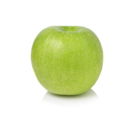 Green apple on white background, focus on apple